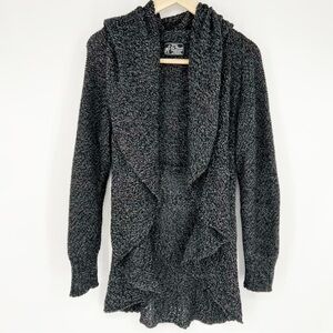 Tejidos Jose Cotacachi Baby Alpaca Open Knit Waterfall Black Marbled Sweater